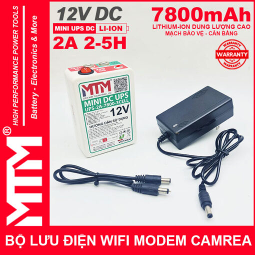 Bo nguon du phong wifi modem camera 12V 2A 7800mah UPS DC 12Vpsd