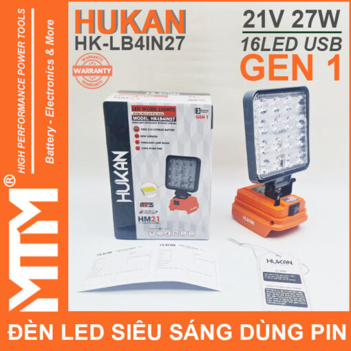 Den led du phong sieu sang 21V 27W 16LED cong sac USB pin chan pho thong Hukan HK LB4IN27 chinh hang 1