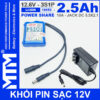 Khoi pin sac 12V 10A 3S1P jack DC 18650 MTM 2500mah kem sac 1