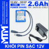 Khoi pin sac 12V 10A 3S1P jack DC 18650 MTM 2600mah kem sac