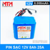 ban Pin sac 12v 8000mah 25A 3S4P