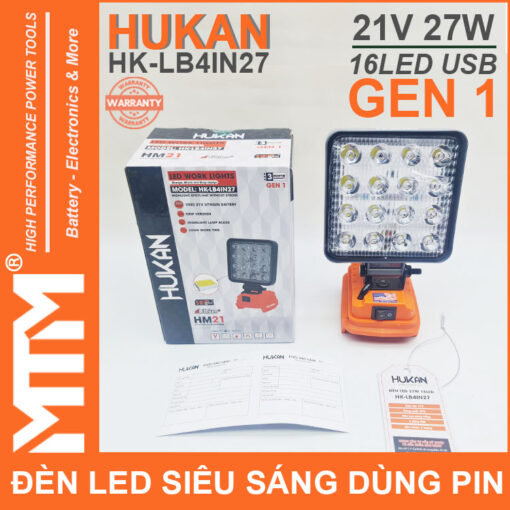 ban den led du phong sieu sang 21V 27W 16LED cong sac USB pin chan pho thong Hukan HK LB4IN27