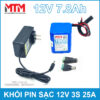 khoi pin 12V 3S 7800mah 25A kem sac