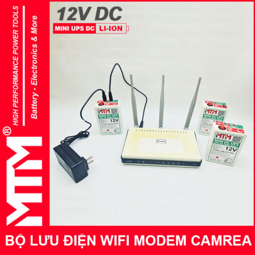 su dung luu dien wifi modem camera 12V 2A UPS DC 12V