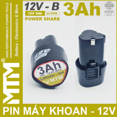 Pin máy khoan bắt vít 12.6V 3Ah 3 cell MTM - khe chân chuẩn B