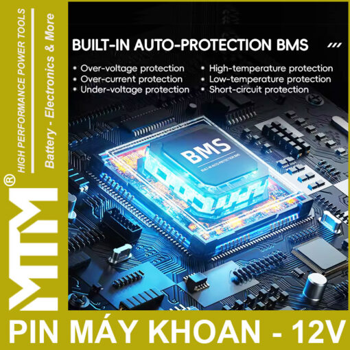 Pin may khoan van vit thiet bi 12v 3000mah khe B MTM mach bao ve BMS