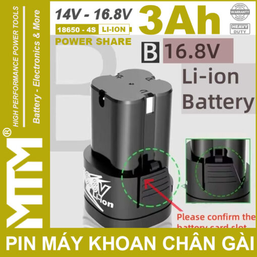 Pin may khoan van vit thiet bi 16V 3000mah 4S chan gai MTM 3ah 4 cell