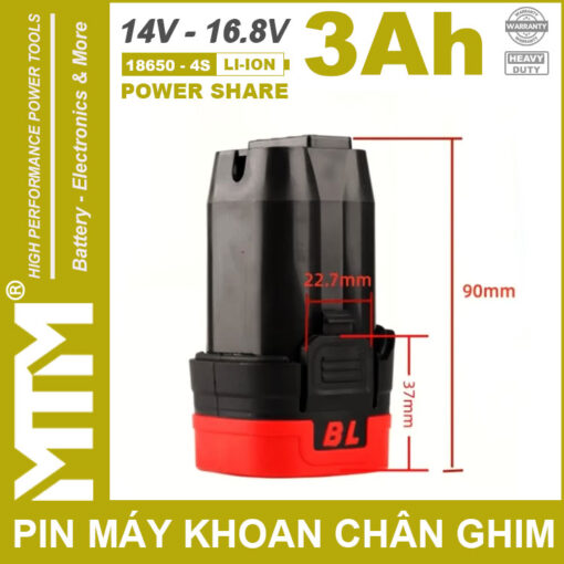 Pin may khoan van vit thiet bi 16V 3000mah 4S chan ghim MTM kich thuoc