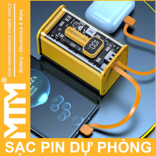 Pin sac du phong 16000mah USB Micro TypeC lightning LED bao pin sac nhanh dung luong cao