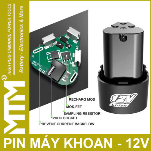 chuc nang mach pin 3s pin may khoan van vit thiet bi 12v 3000mah khe B MTM