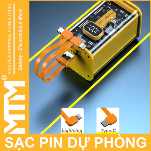 cong sac pin sac du phong 16000mah USB Micro TypeC lightning LED bao pin sac nhanh