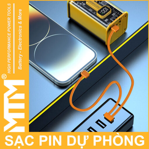 sac pin sac du phong 16000mah USB Micro TypeC lightning LED bao pin sac nhanh