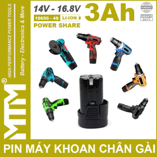 su dung pin may khoan van vit thiet bi 16V 3000mah 4S chan gai MTM