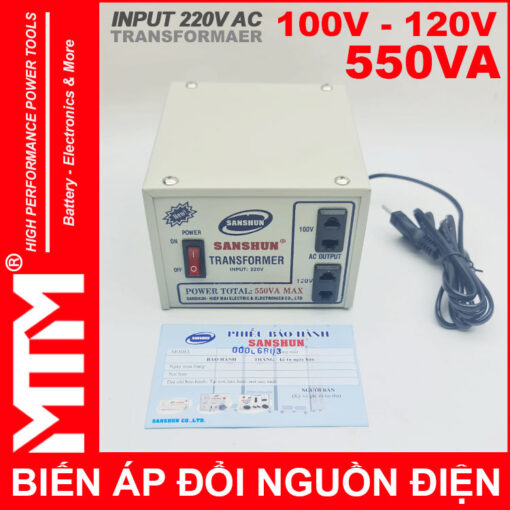 Bien ap 220v ra 110V 550VA Sanshun chinh hang gia re cao cap