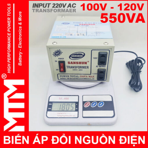 Bien ap 220v ra 110V 550VA Sanshun chinh hang trong luong