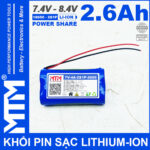 Pin Lihtium Ion 7v4 8v4 2S1P 2600mah Khong Jack