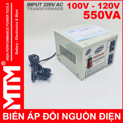 phann phoi bien ap 220v ra 110V 550VA Sanshun chinh hang