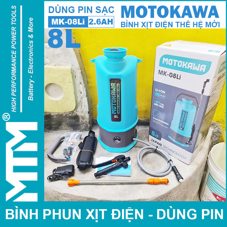 Bo Binh Phun Xit Dien Tthe He Moi Motokawa 8L 2600Mah MK 08Li Bo Binh Phun Xit Dien Tthe He Moi Motokawa 8L 2600Mah MK 08Li