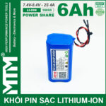 Khoi Pin 7V 8V 6Ah 4A 2S2P Cell 18650 MTM Gia Re Cao Cap Chinh Hang