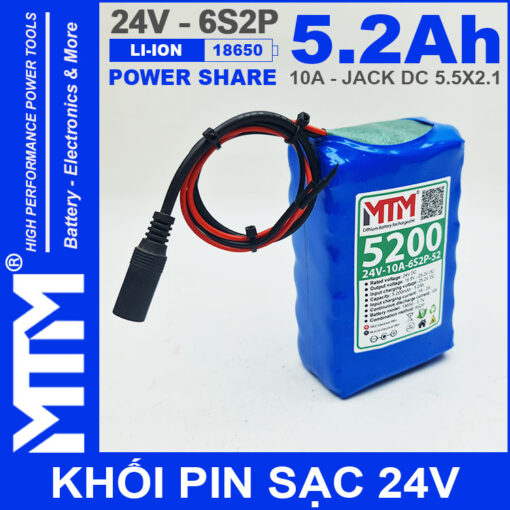 Pin 24V 10A 6S2P 18650 MTM 5200mah gia re chat luong cao 2