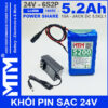 Pin sạc 24V 5.2Ah 6S2P 10A 6S MTM kèm sạc