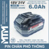 Pin chân phổ thông Makita 18V-21V 6.0Ah 10 cell mạch 80A chống sốc led báo pin 2 bên