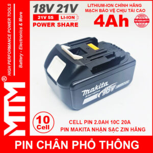 Pin Chan Pho Thong Makita 10cell 4Ah Nhan Sac Zin Chinh Hang