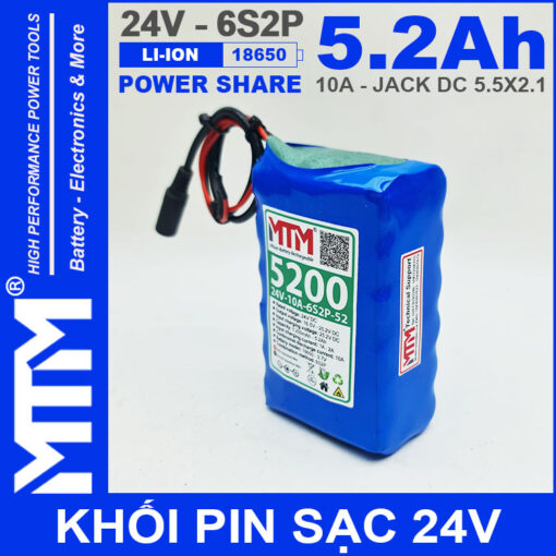 ban pin 24V 10A 6S2P 18650 MTM 5200mah 1