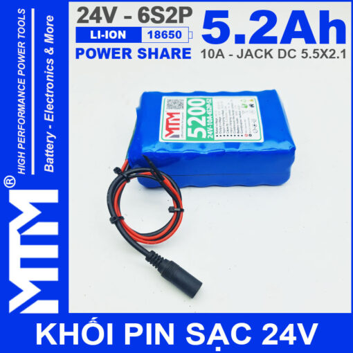 chuyen dong pin 24V 10A 6S2P 18650 MTM 5200mah 1