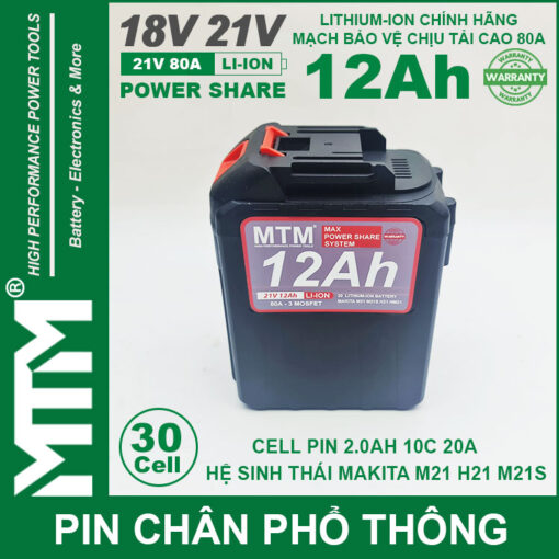 gia pin makita chong soc 20 cell 12Ah 80A den bao pin cell 2000mah