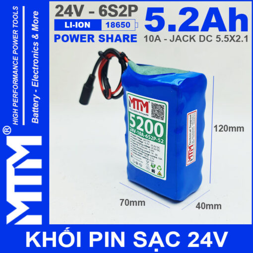 kich thuoc pin 24V 10A 6S2P 18650 MTM 5200mah 1