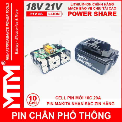 loi Pin chan pho thong makita 10cell 4Ah nhan sac zin chinh hang 1