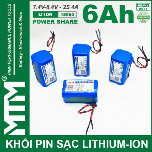 pin 7V 8V 6Ah 4A 2S2P cell 18650 MTM