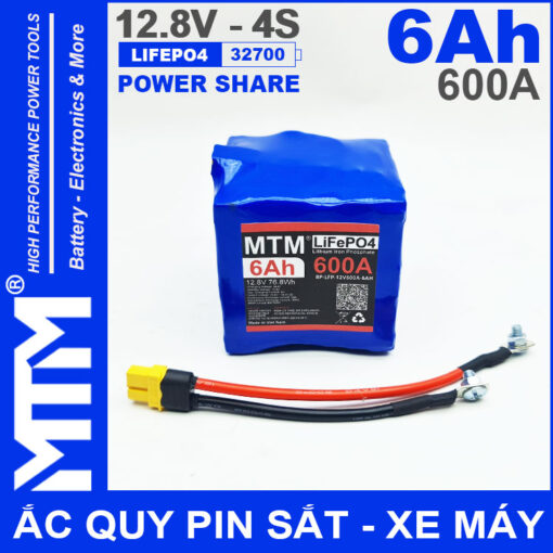 Ac quy pin kich khoi dong xe may 12V 540A 6Ah Jack XT60 MTM 1