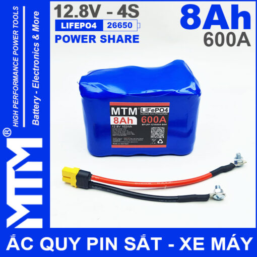 Ac quy pin kich khoi dong xe may 12V 540A 8Ah Jack XT60 MTM 5