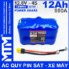 Ắc quy pin kích khởi động xe máy 12.8V 12Ah 800A MTM
