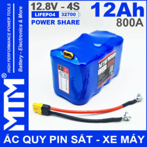 Ac Quy Pin Kich Khoi Dong Xe May 12V 640A 12Ah Jack XT60 MTM Cao Cap Chinh Hang Gia Re