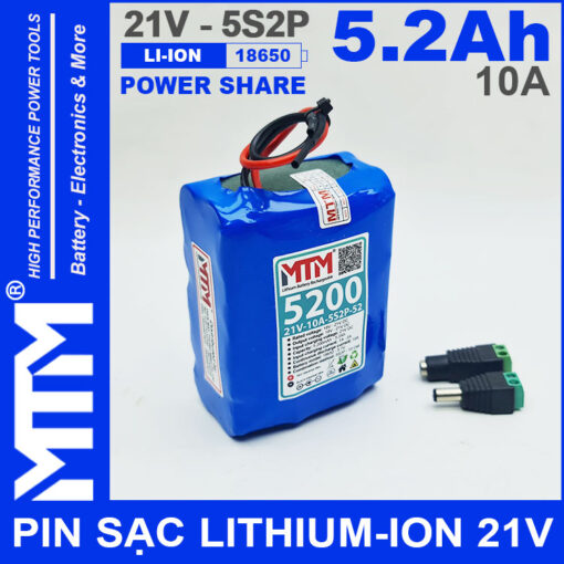 Pin sạc 21V 5.2Ah 5S2P 10A MTM