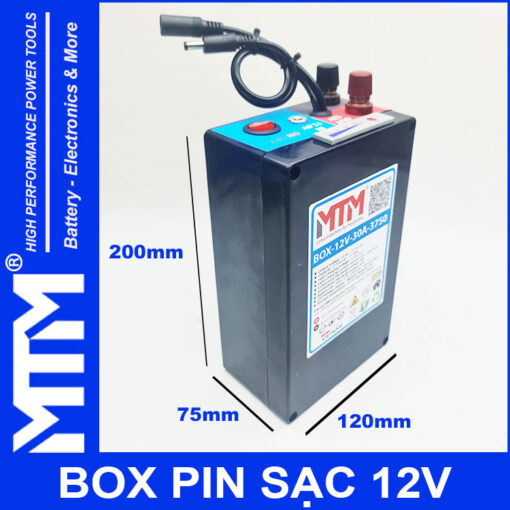 Box Pin 12V 30A 3S15P 18650 3750mAh cell 2500mAh MTM kich thuoc