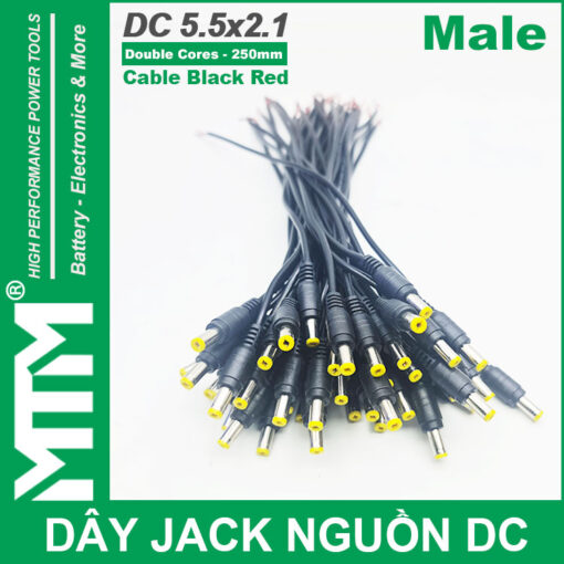 Dây nguồn DC jack 5.5x2.1mm 250mm - đuôi đực