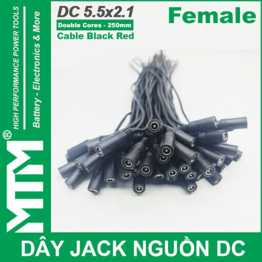 Dây nguồn DC jack 5.5x2.1mm 250mm - đuôi cái