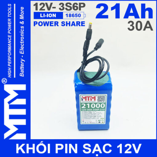 Pin 12V 30A 3S6P 18650 21Ah MTM 2