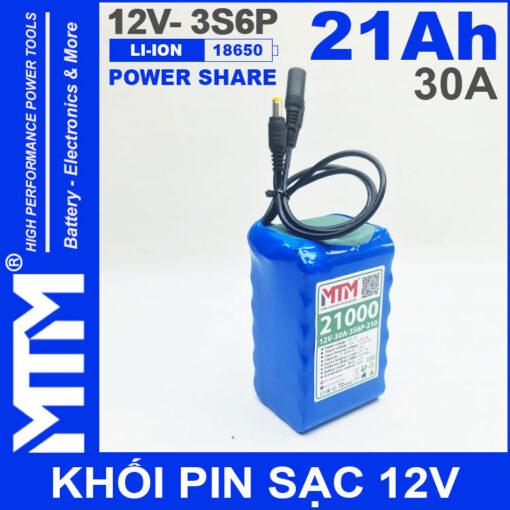 Pin 12V 30A 3S6P 18650 21Ah MTM gia re chinh hang 3