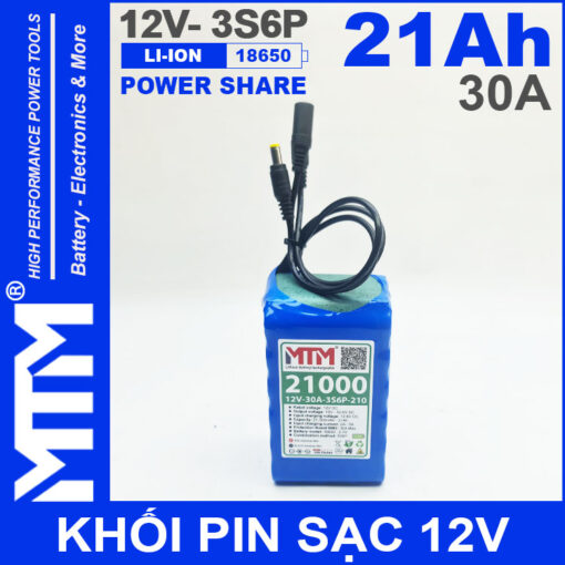 Pin 12V 30A 3S6P 18650 21Ah MTM jack DC 2