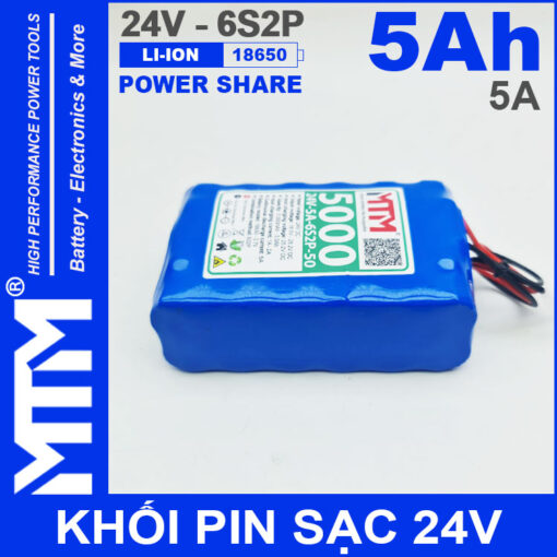 Pin 24V 5A 6S2P 18650 MTM 5000mah chinh hang 2