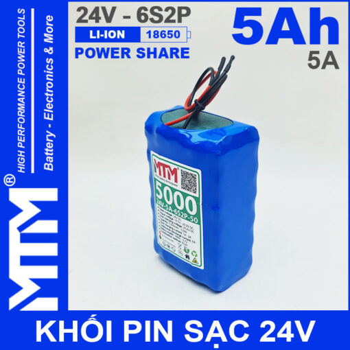 Pin 24V 5A 6S2P 18650 MTM 5000mah gia re 2