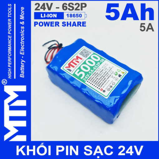 Pin sạc 24V 5.0Ah 6S2P 5A 6S MTM