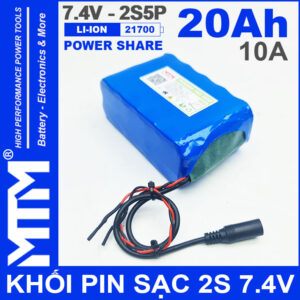 Pin 7V 8V 10A 2S5P 21700 MTM 20000mah Chinh Hang
