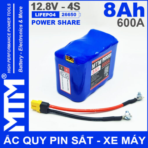 ban ac quy pin kich khoi dong xe may 12V 540A 8Ah Jack XT60 MTM 3