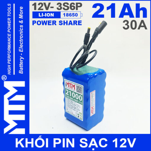 ban pin 12V 30A 3S6P 18650 21Ah MTM 2